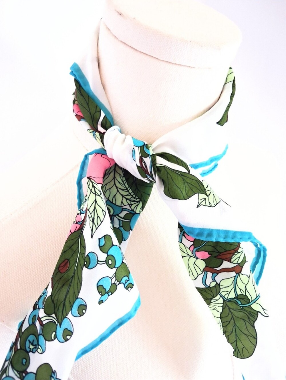 1970's Vintage Japanese Hand Rolled Square Scarf Floral Nasharr Freres